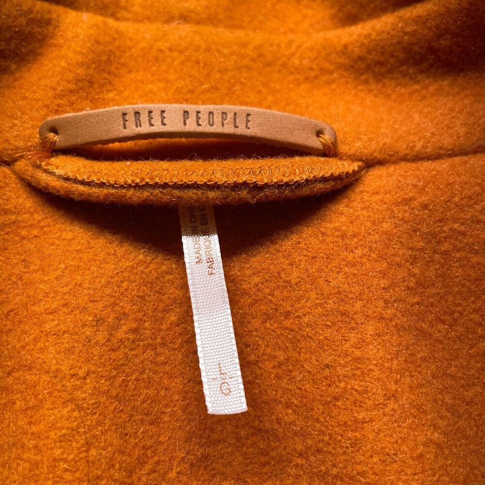 FREE PEOPLE Goldenrod Heavy Duty Wool Winter Peacoat Naiomi Womens Size Large - Picture 4 of 7